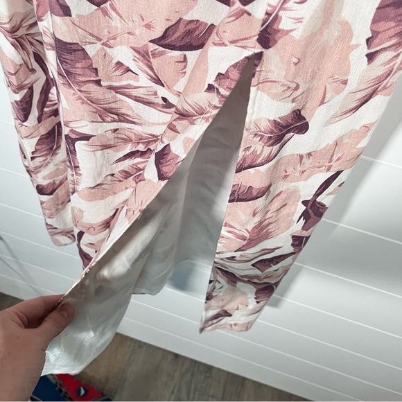 House Of Harlow 1960 Revolve Linen Floral Square Neck Midi Dress Size Medium - Picture 3 of 9